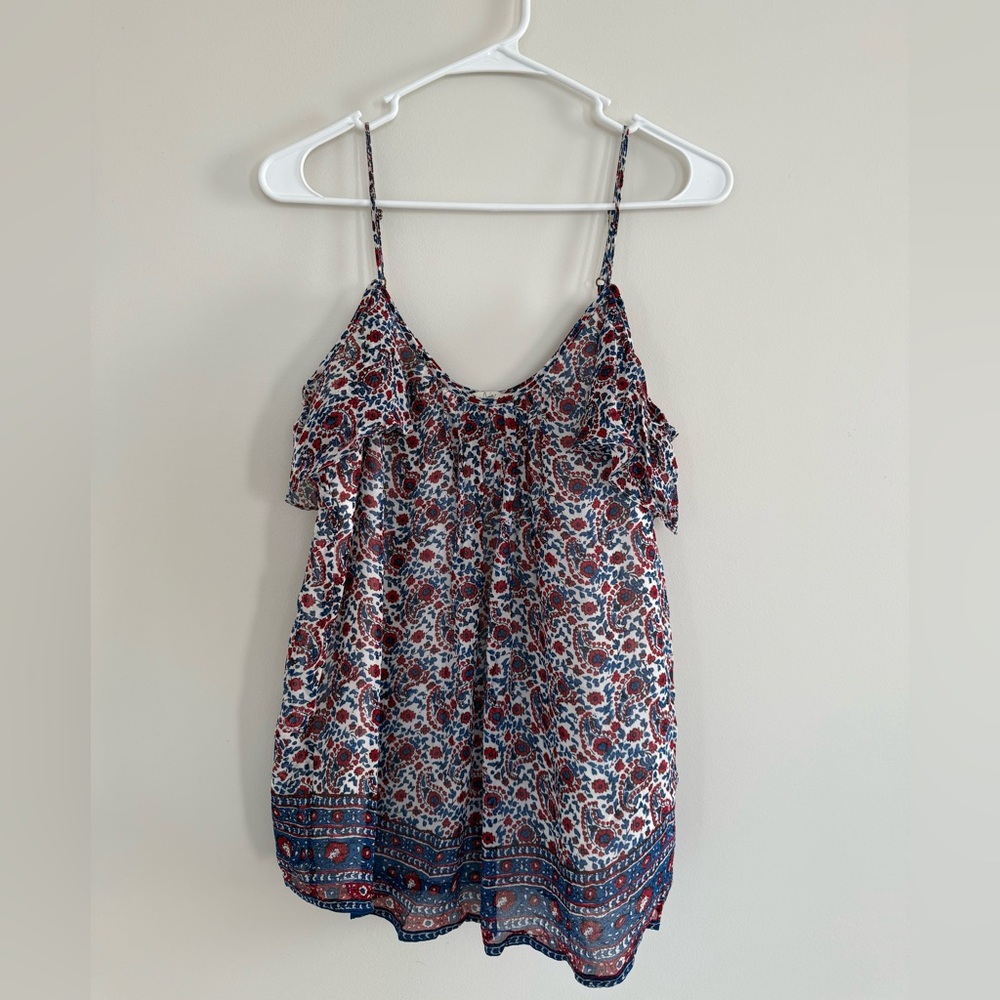 Joie Floral Print Spaghetti Strap Top - Red and Blue